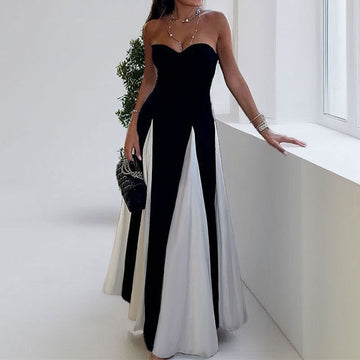 Temperament Color Contrast Dress